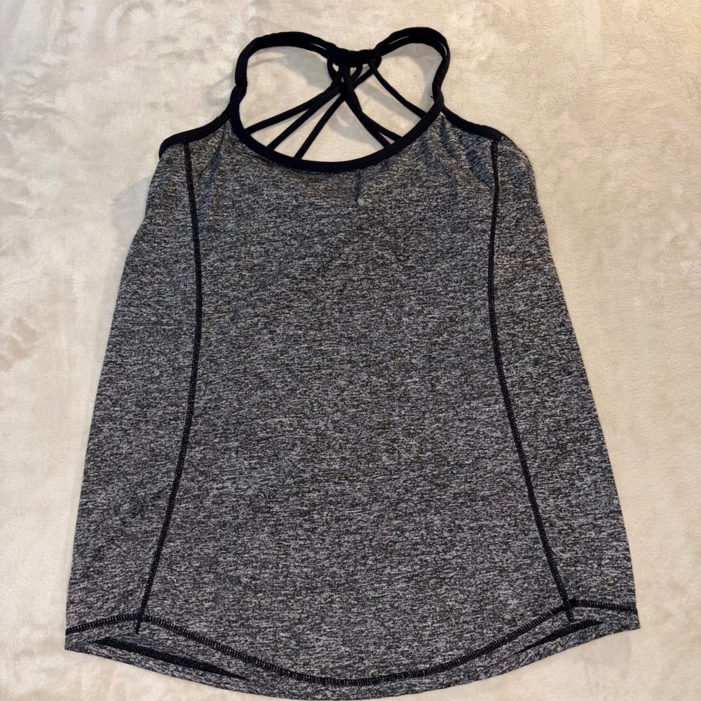 Lululemon Free To Be Wild Tank Top Space Dye Grey Black Strappy‎ Back Athletic